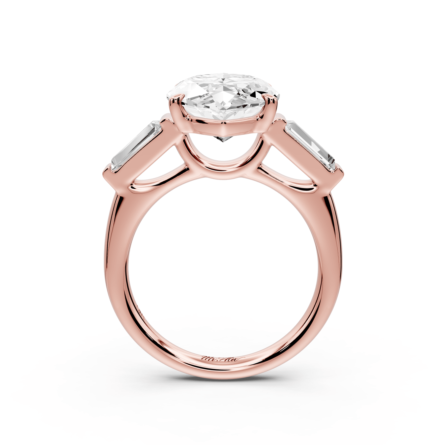 Naomi - 5ct 14k rose gold marquise diamond with Tapered Baguettes side stones Engagement Ring - Mr. Alex Jewelry