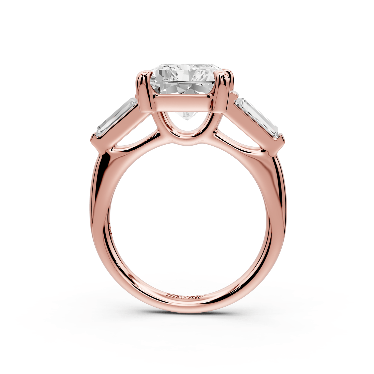 Naomi - 5ct 14k rose gold radiant diamond with Tapered Baguettes side stones Engagement Ring - Mr. Alex Jewelry