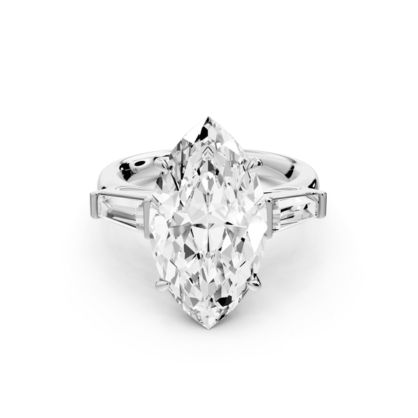 Naomi - 5ct 14k white gold marquise diamond with Tapered Baguettes side stones Engagement Ring - Mr. Alex Jewelry
