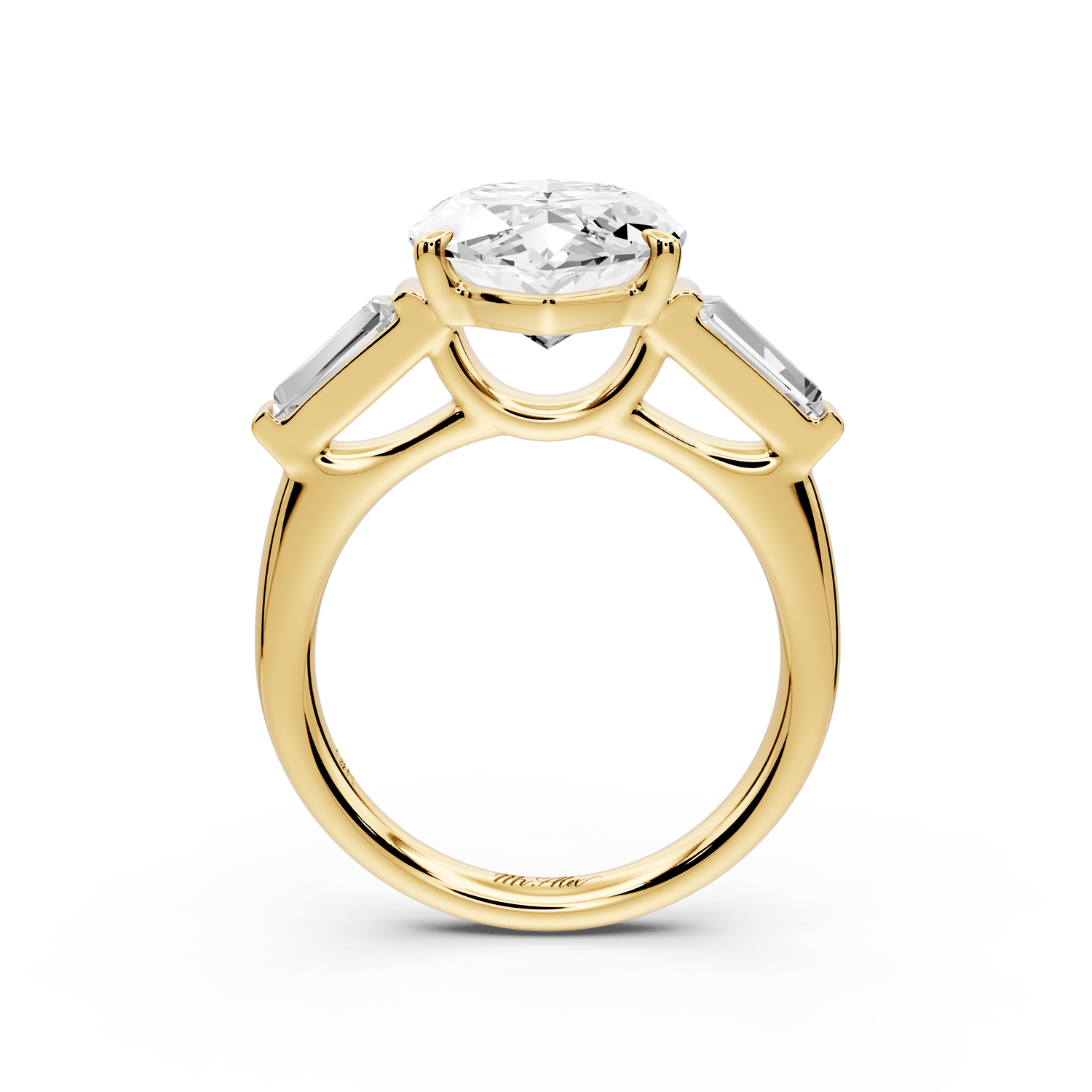 Naomi - 5ct 14k yellow gold marquise diamond with Tapered Baguettes side stones Engagement Ring - Mr. Alex Jewelry