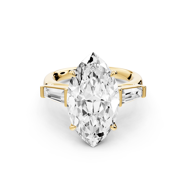 Naomi - 5ct 14k yellow gold marquise diamond with Tapered Baguettes side stones Engagement Ring - Mr. Alex Jewelry