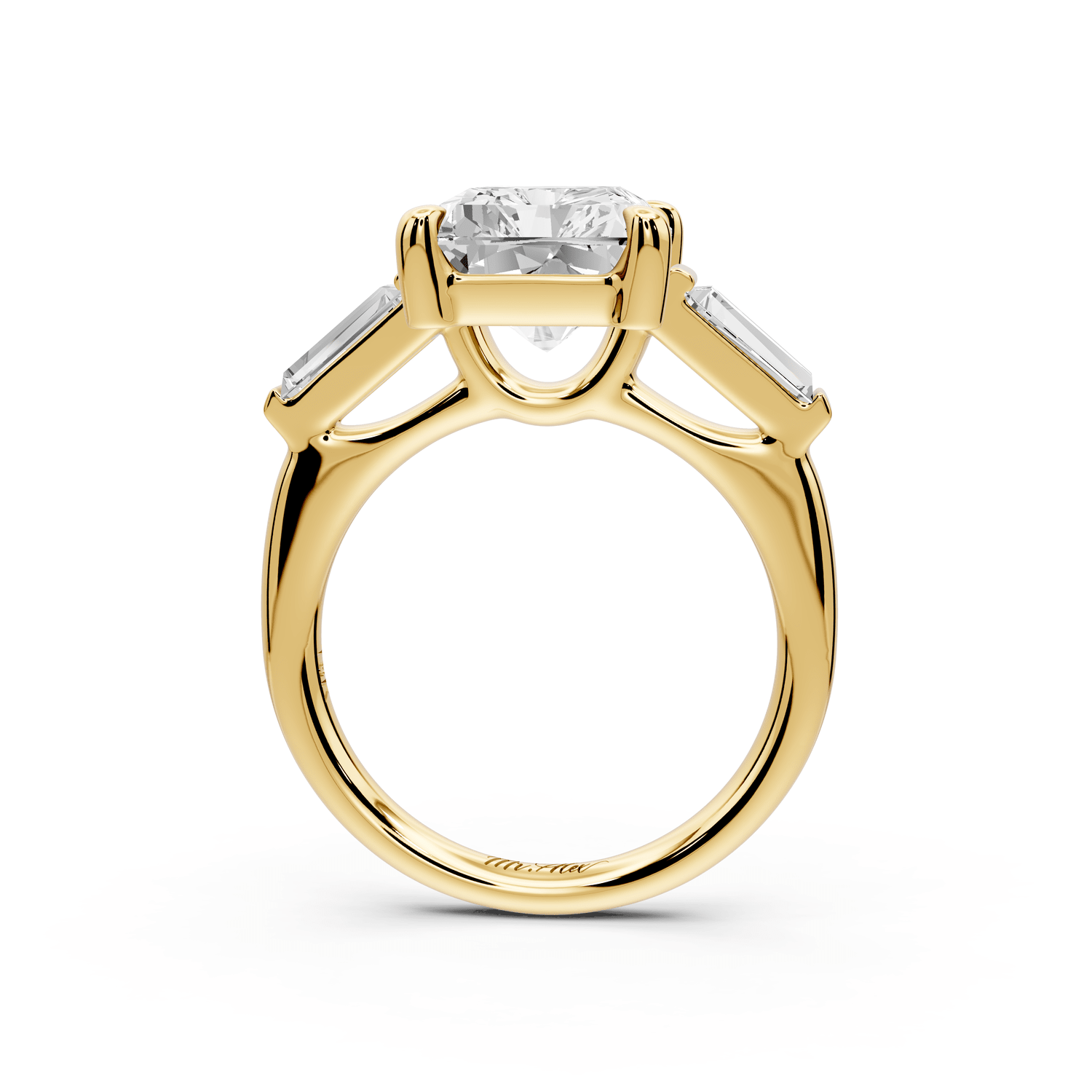 Naomi - 5ct 14k yellow gold radiant diamond with Tapered Baguettes side stones Engagement Ring - Mr. Alex Jewelry