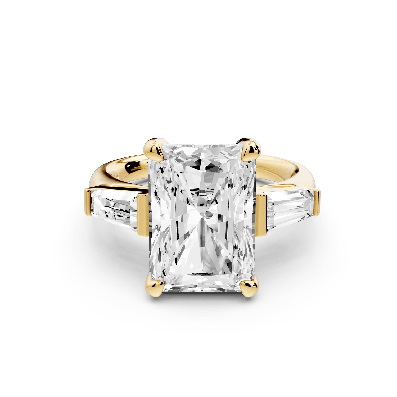 Naomi - 5ct 14k yellow gold radiant diamond with Tapered Baguettes side stones Engagement Ring - Mr. Alex Jewelry