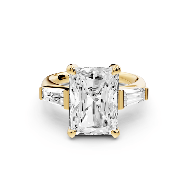 Naomi - 5ct 14k yellow gold radiant diamond with Tapered Baguettes side stones Engagement Ring - Mr. Alex Jewelry