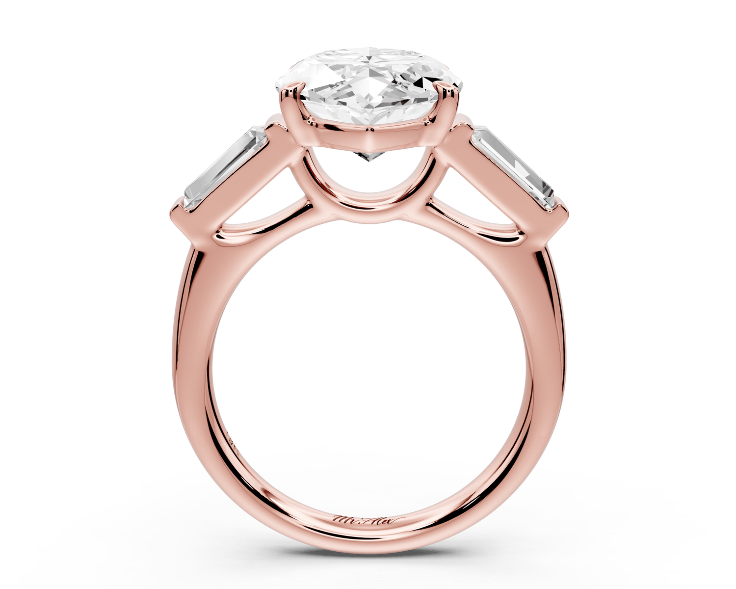 Naomi - 5ct 18k rose gold marquise diamond with Tapered Baguettes side stones Engagement Ring - Mr. Alex Jewelry