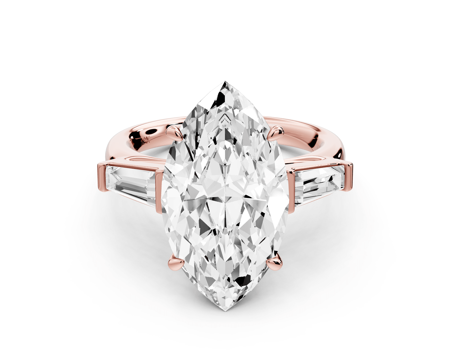 Naomi - 5ct 18k rose gold marquise diamond with Tapered Baguettes side stones Engagement Ring - Mr. Alex Jewelry