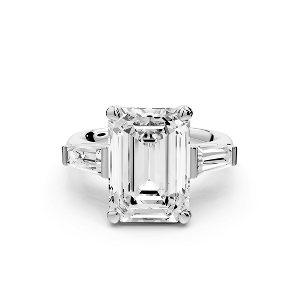 Naomi - 5ct 18k white gold emerald diamond with Tapered Baguettes side stones Engagement Ring - Mr. Alex Jewelry