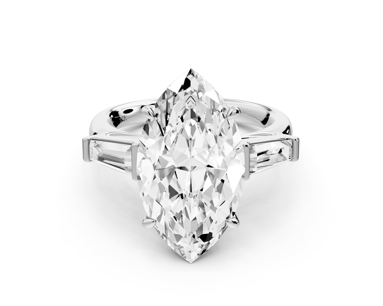 Naomi - 5ct 18k white gold marquise diamond with Tapered Baguettes side stones Engagement Ring - Mr. Alex Jewelry