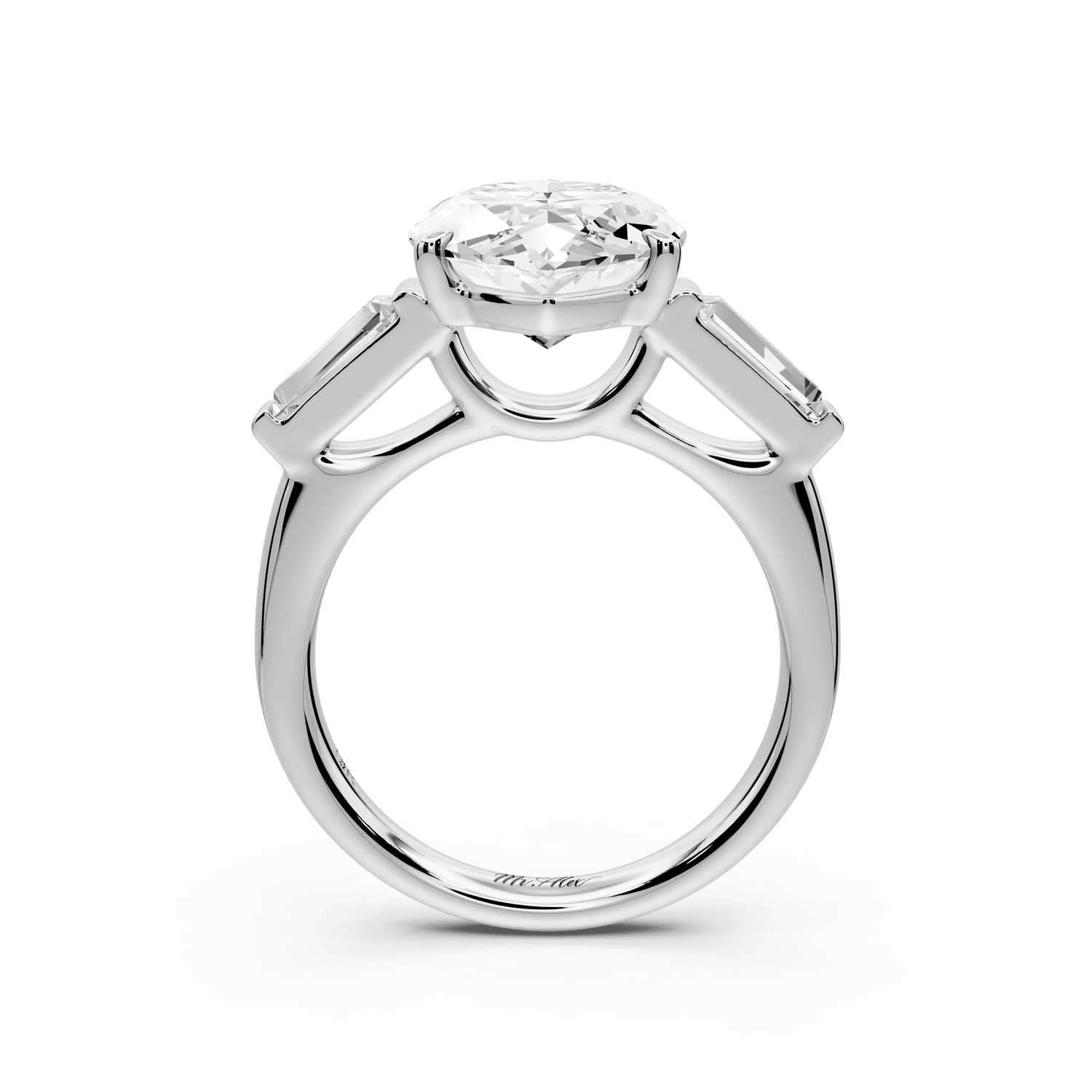 Naomi - 5ct 18k white gold marquise diamond with Tapered Baguettes side stones Engagement Ring - Mr. Alex Jewelry