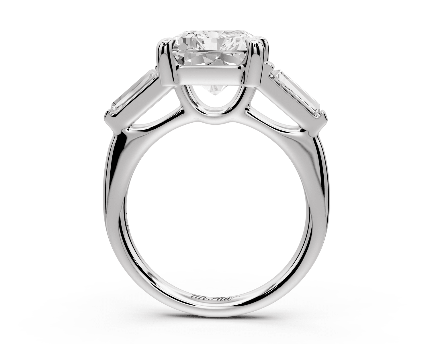 Naomi - 5ct 18k white gold radiant diamond with Tapered Baguettes side stones Engagement Ring - Mr. Alex Jewelry
