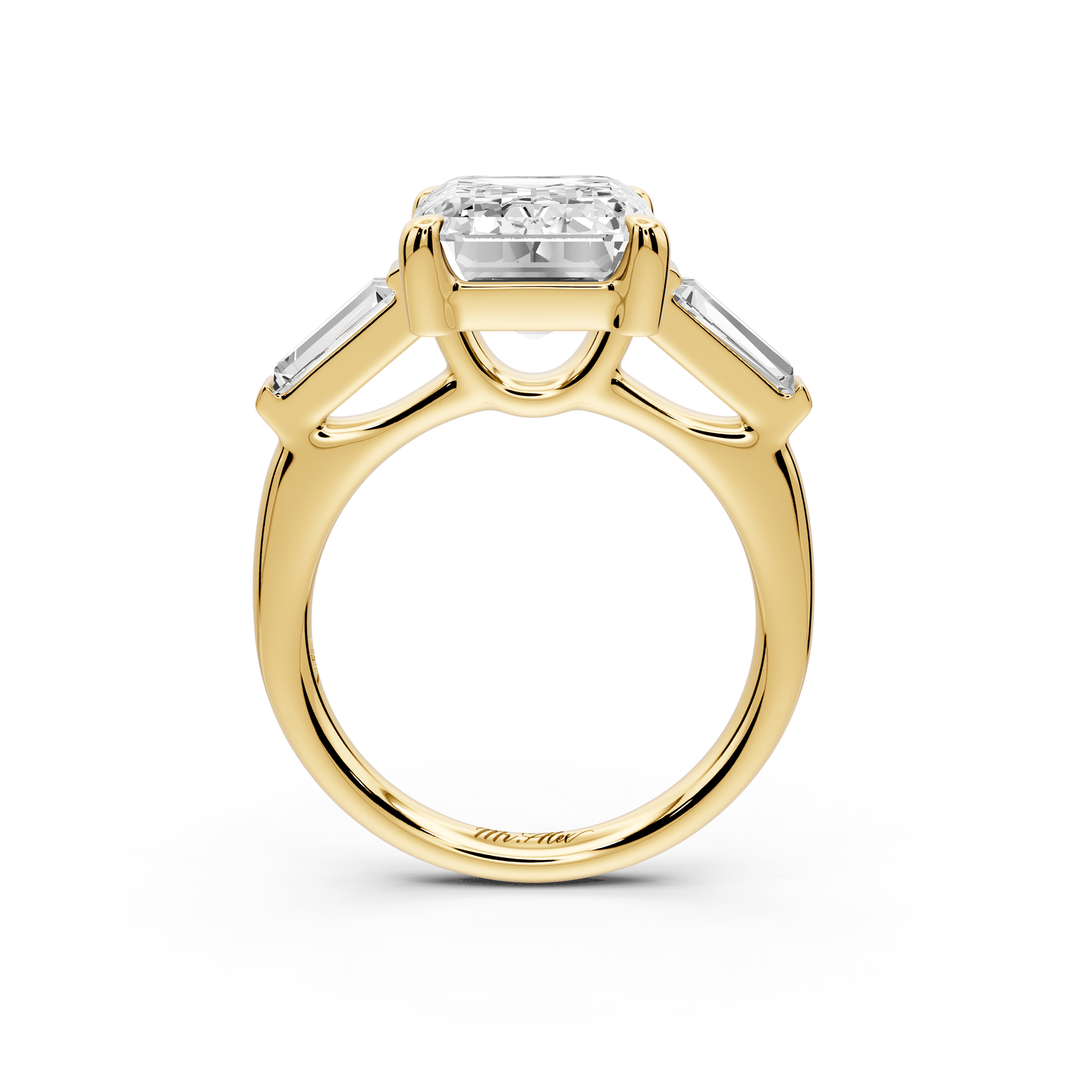 Naomi - 5ct 18k yellow gold emerald diamond with Tapered Baguettes side stones Engagement Ring - Mr. Alex Jewelry