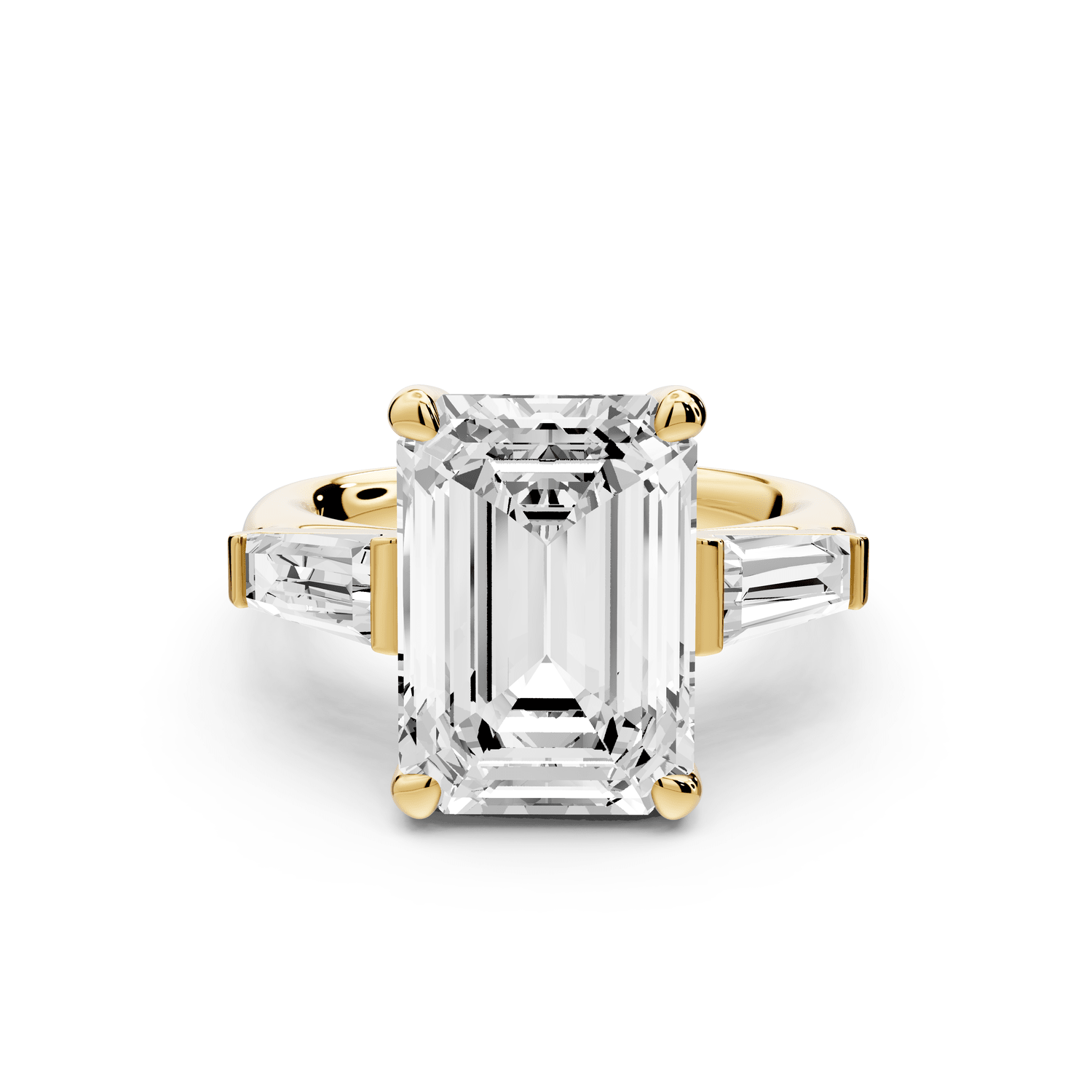 Naomi - 5ct 18k yellow gold emerald diamond with Tapered Baguettes side stones Engagement Ring - Mr. Alex Jewelry