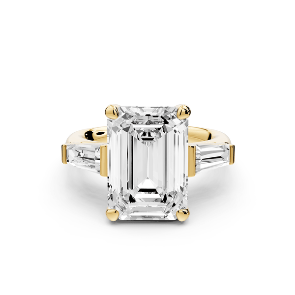 Naomi - 5ct 18k yellow gold emerald diamond with Tapered Baguettes side stones Engagement Ring - Mr. Alex Jewelry