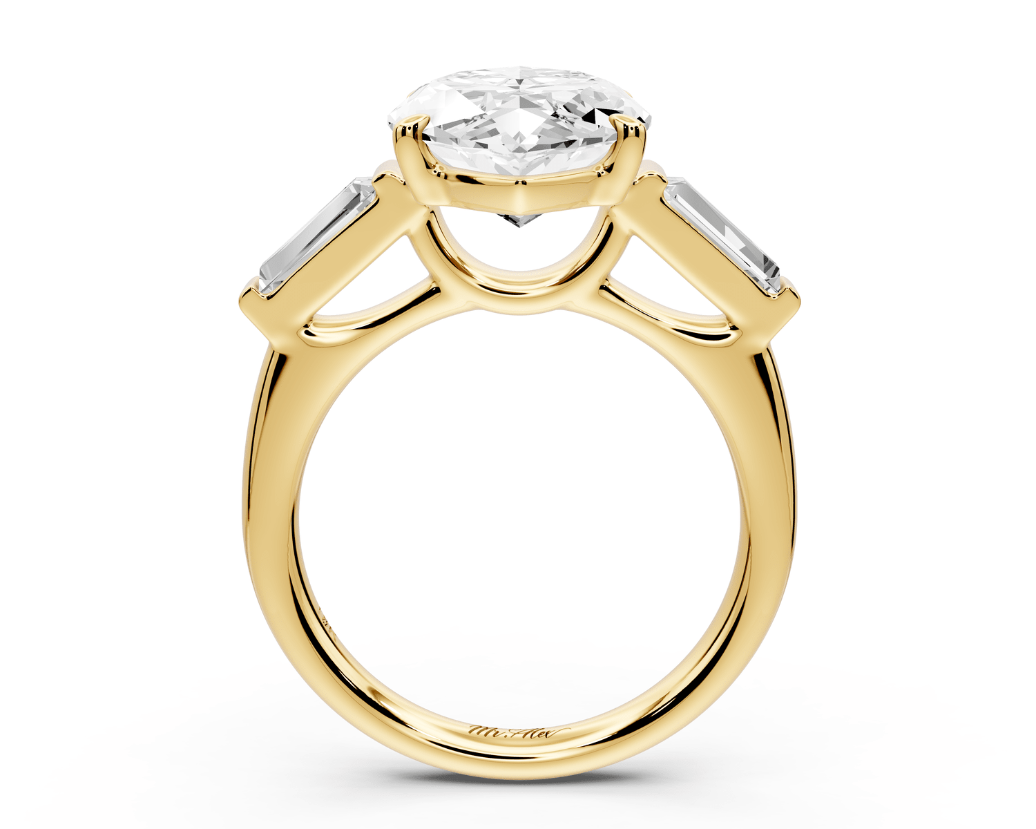 Naomi - 5ct 18k yellow gold marquise diamond with Tapered Baguettes side stones Engagement Ring - Mr. Alex Jewelry