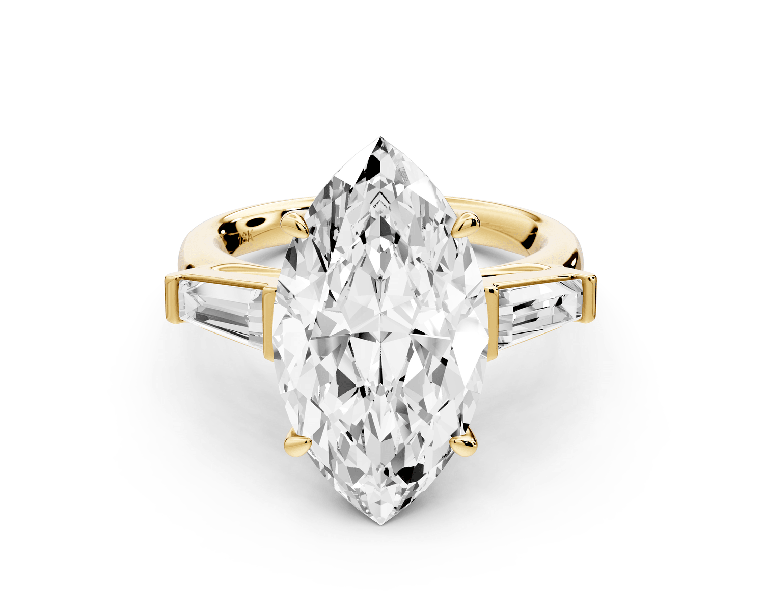 Naomi - 5ct 18k yellow gold marquise diamond with Tapered Baguettes side stones Engagement Ring - Mr. Alex Jewelry