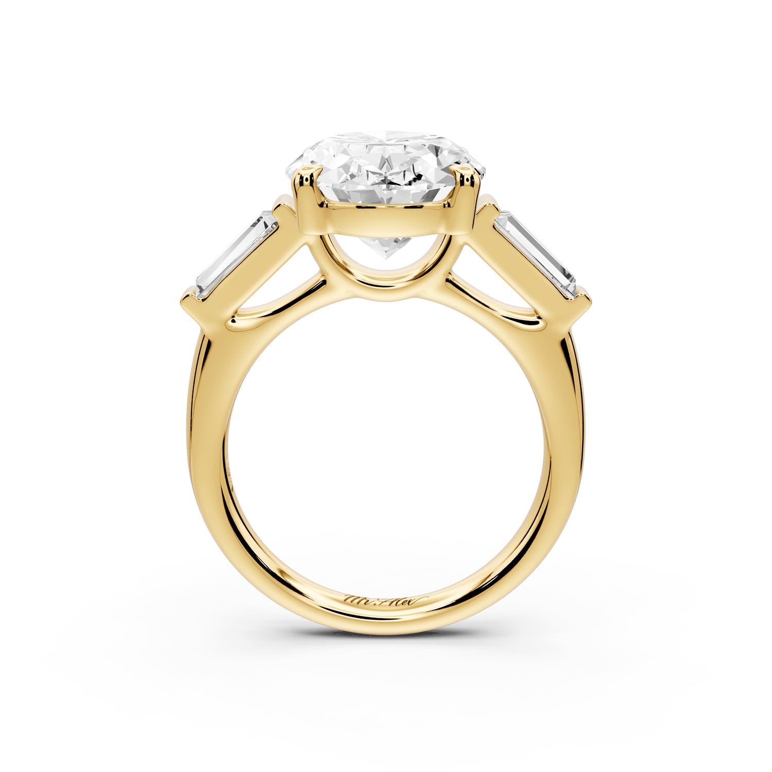 Naomi - 5ct 18k yellow gold oval diamond with Tapered Baguettes side stones Engagement Ring - Mr. Alex Jewelry