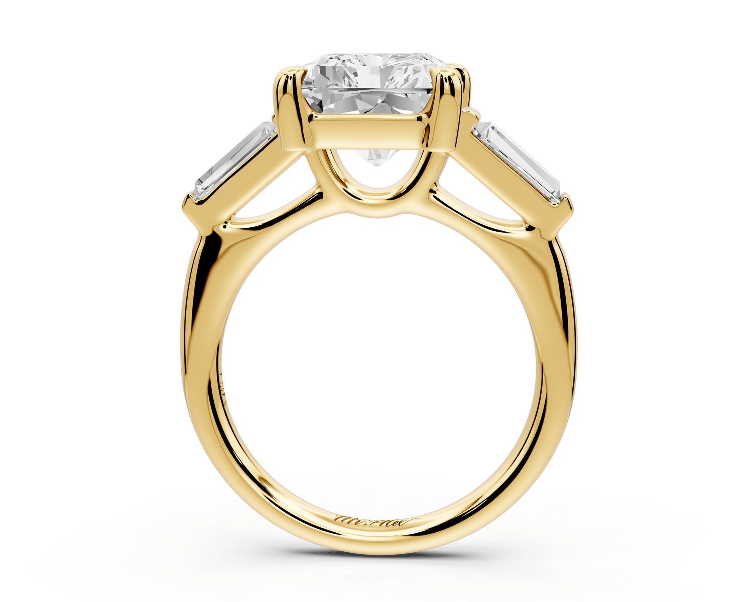 Naomi - 5ct 18k yellow gold radiant diamond with Tapered Baguettes side stones Engagement Ring - Mr. Alex Jewelry