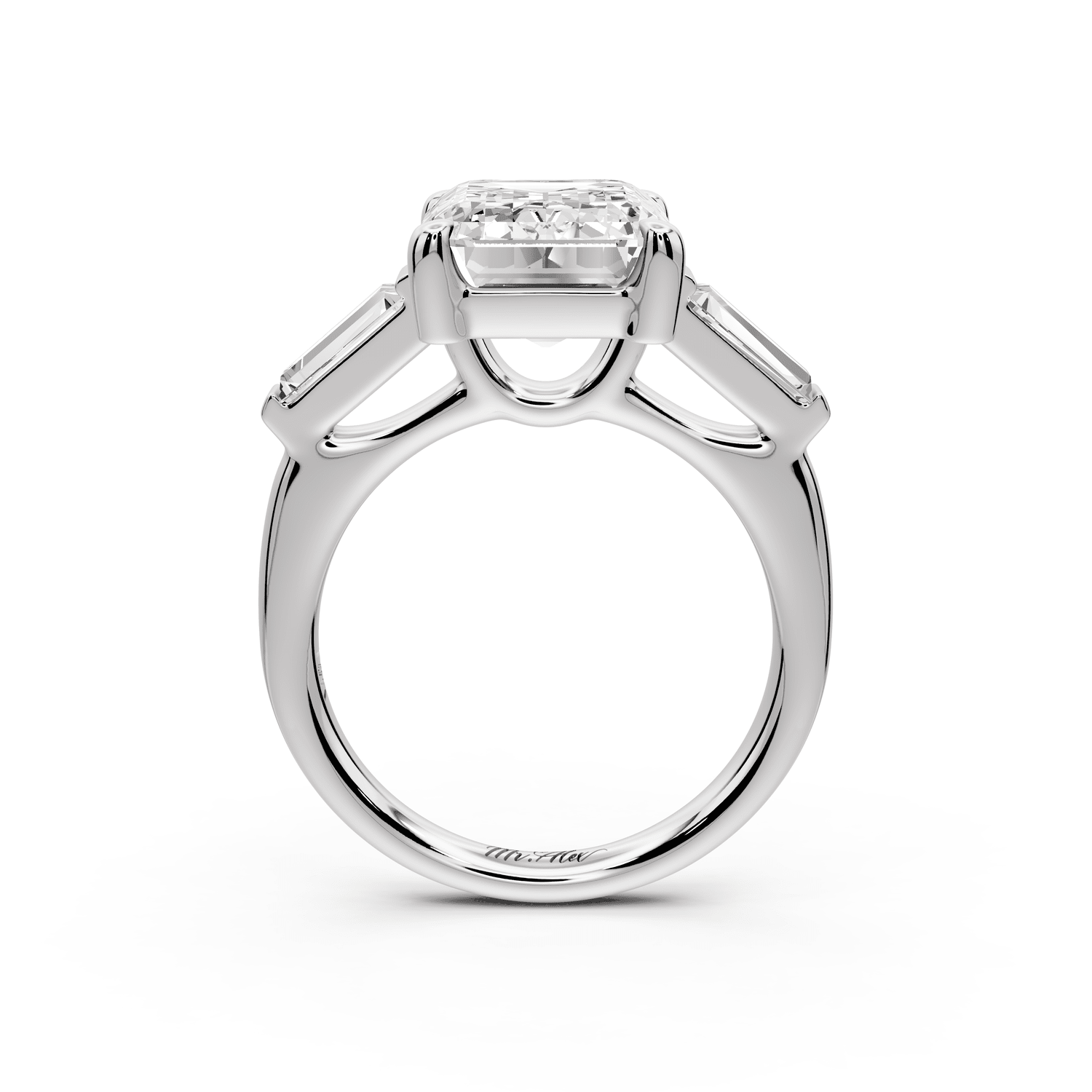 Naomi - 5ct platinum emerald diamond with Tapered Baguettes side stones Engagement Ring - Mr. Alex Jewelry