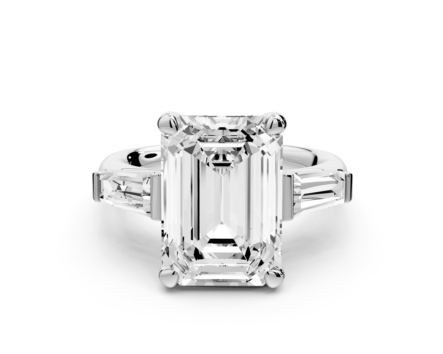 Naomi - 5ct platinum emerald diamond with Tapered Baguettes side stones Engagement Ring - Mr. Alex Jewelry