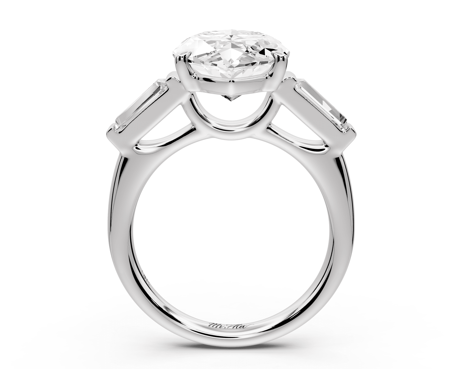 Naomi - 5ct platinum marquise diamond with Tapered Baguettes side stones Engagement Ring - Mr. Alex Jewelry