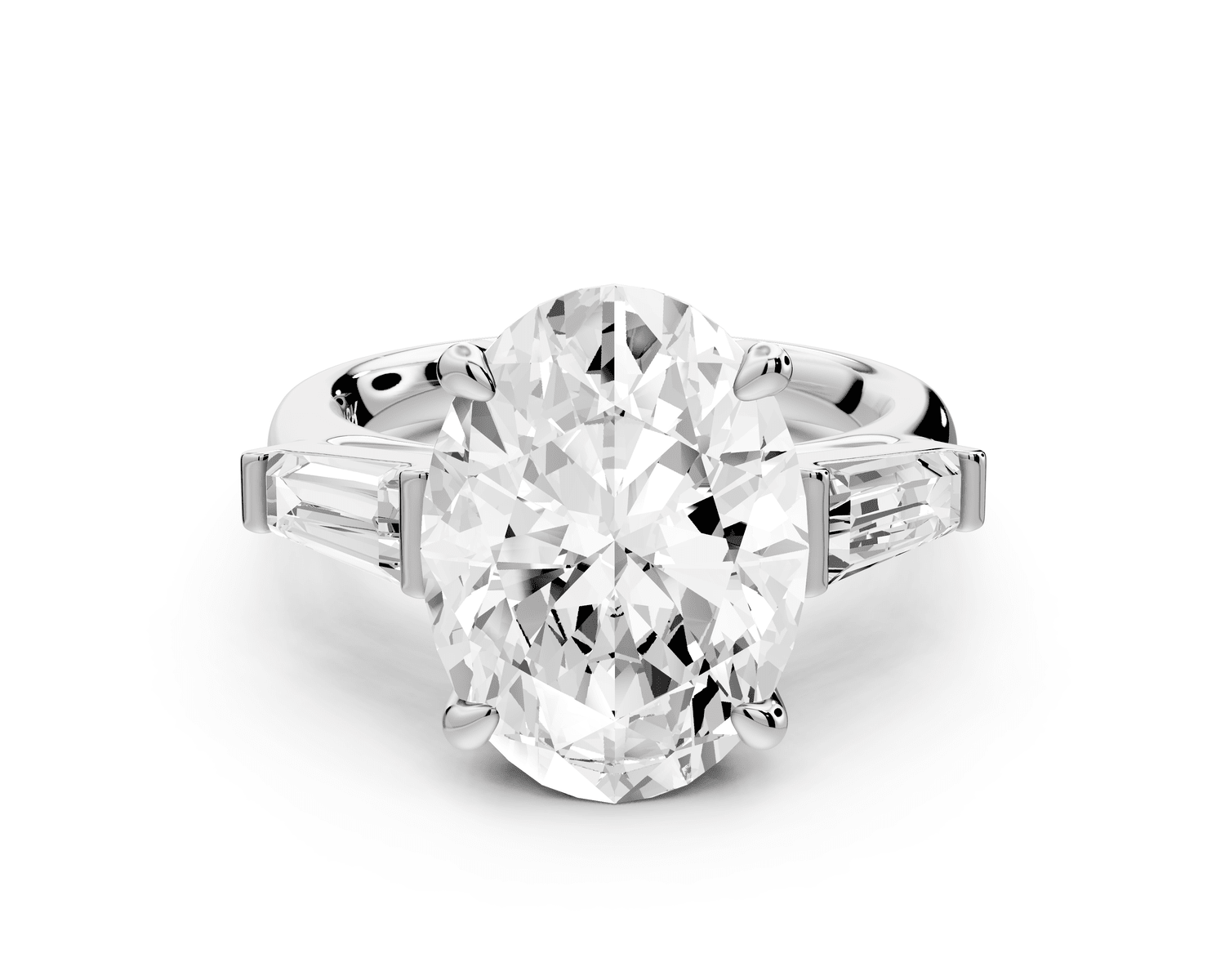 Naomi - 5ct platinum oval diamond with Tapered Baguettes side stones Engagement Ring - Mr. Alex Jewelry
