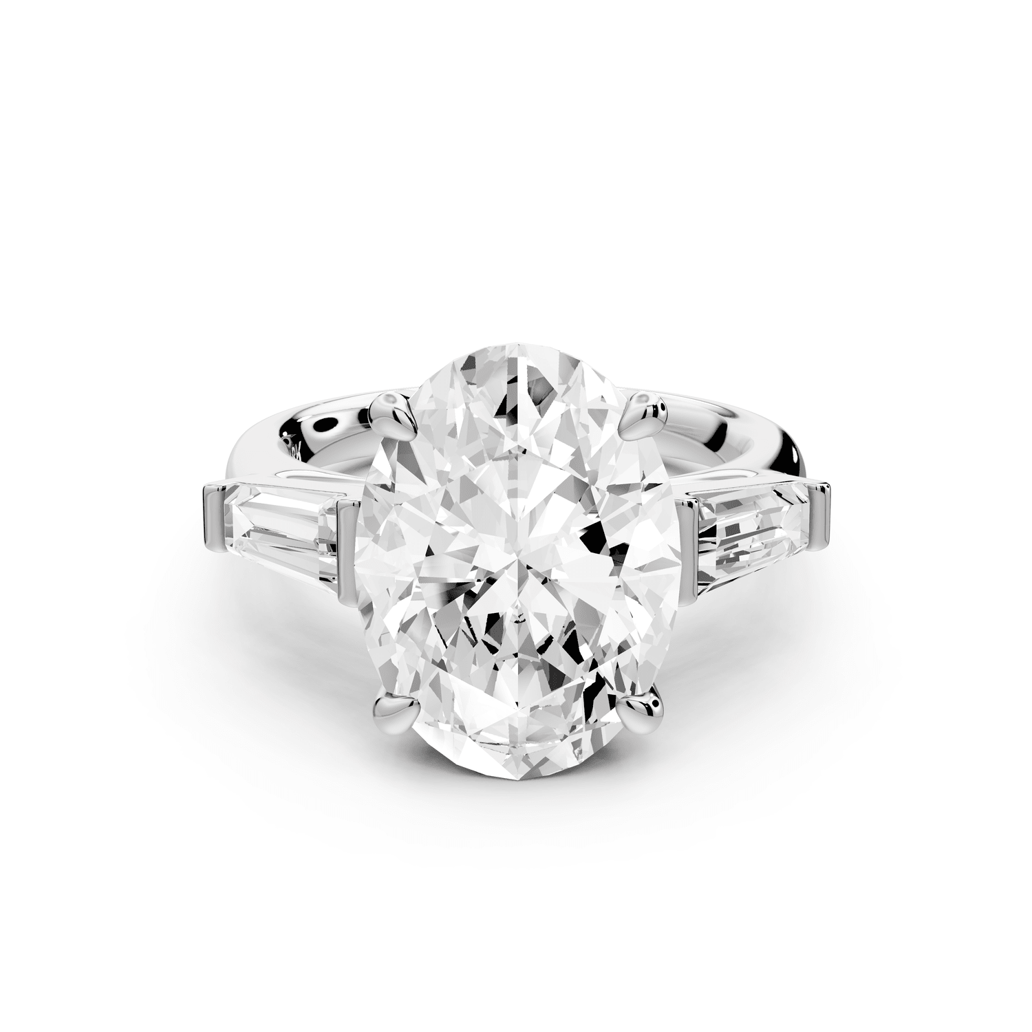 Naomi - 5ct platinum oval diamond with Tapered Baguettes side stones Engagement Ring - Mr. Alex Jewelry