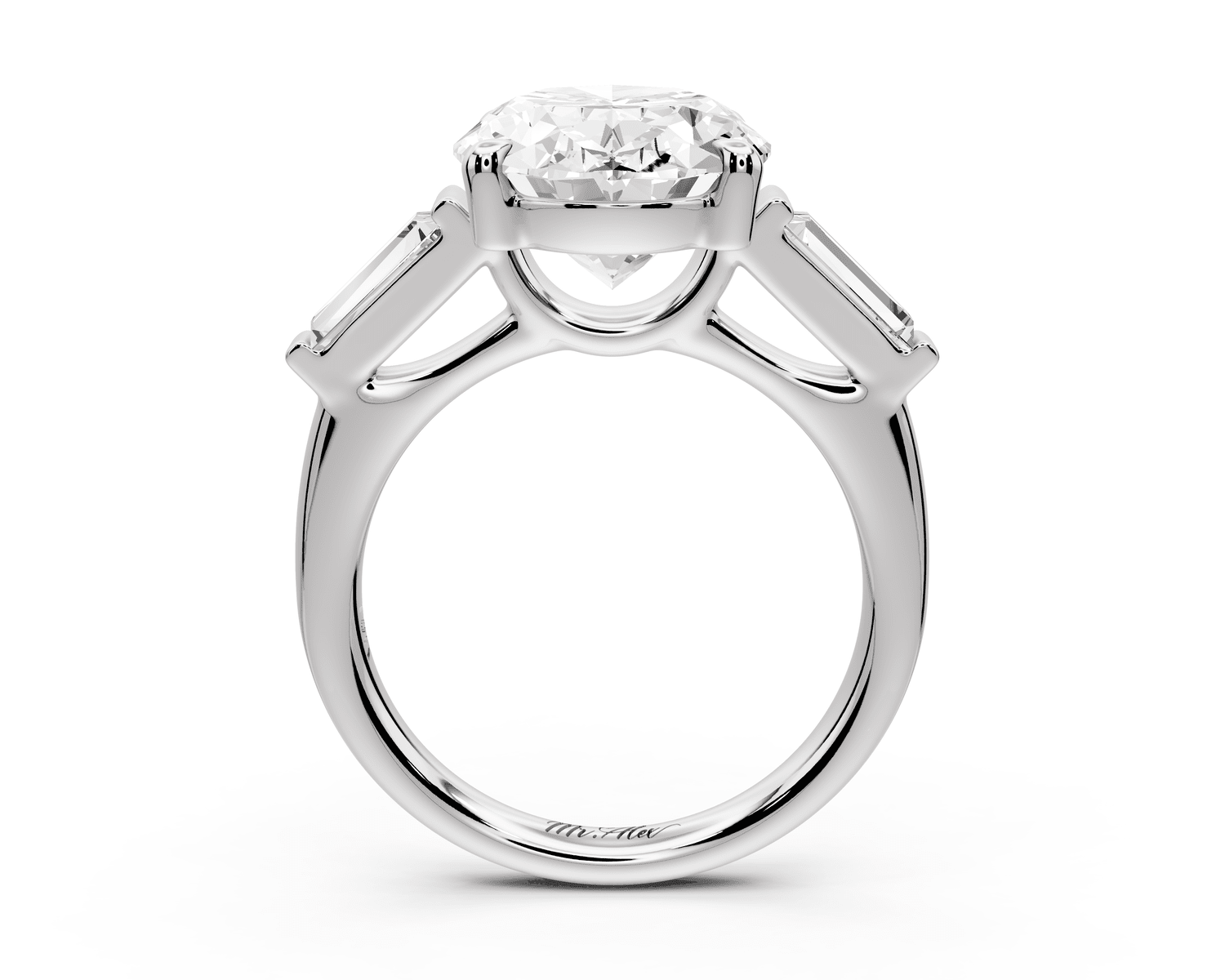 Naomi - 5ct platinum oval diamond with Tapered Baguettes side stones Engagement Ring - Mr. Alex Jewelry