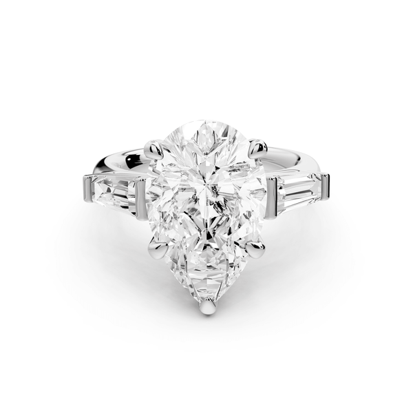 Naomi - 5ct platinum pear diamond with Tapered Baguettes side stones Engagement Ring - Mr. Alex Jewelry