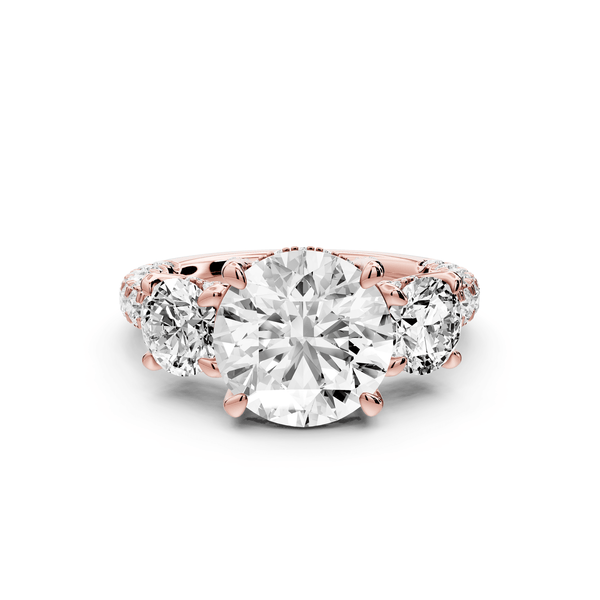 Neta - 2ct 14k white gold Radiant Hidden Halo Three-Stone Engagement Ring with Pavé Band - Mr. Alex Jewelry