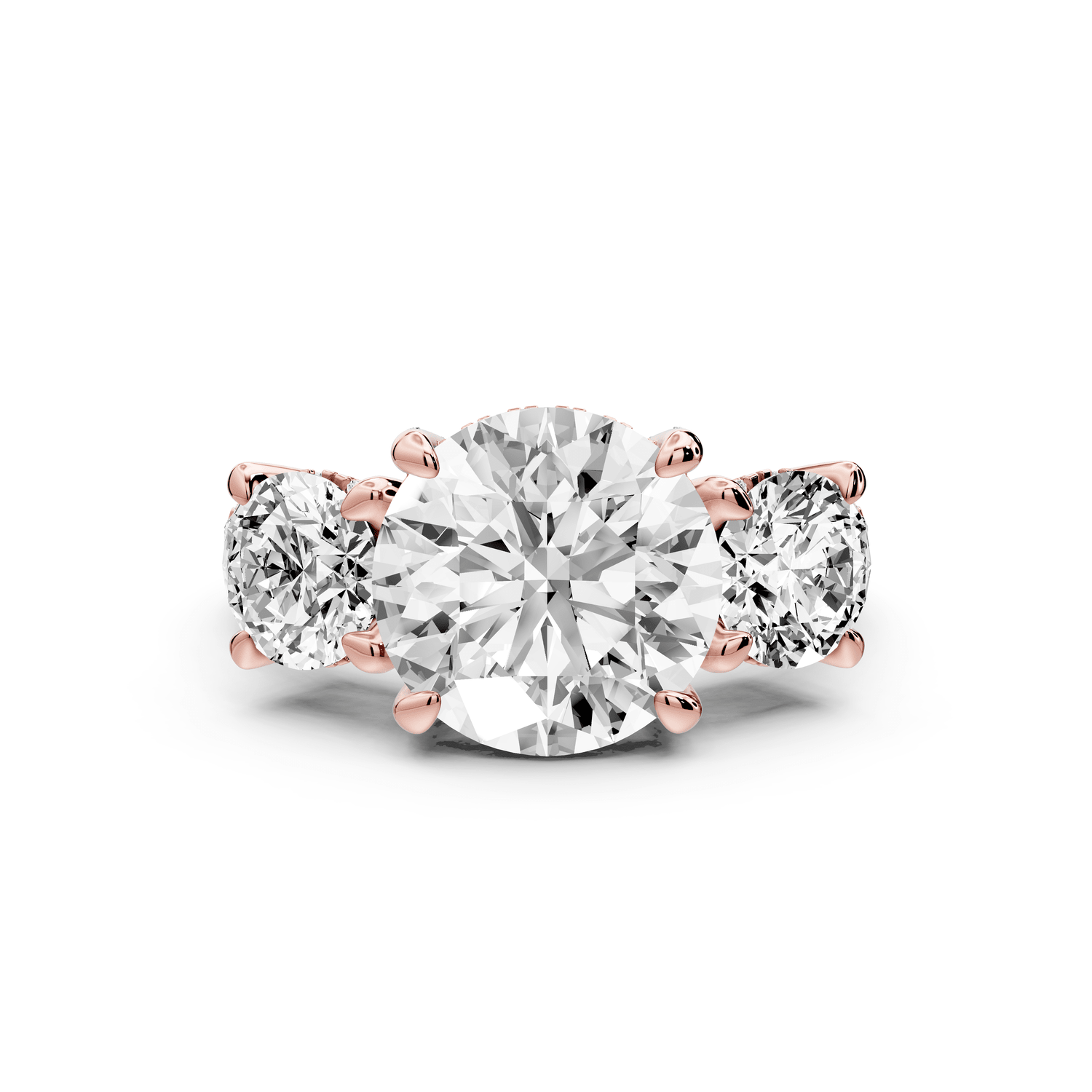 Neta - 3ct 14k white gold Radiant Hidden Halo Three-Stone Engagement Ring with Pavé Band - Mr. Alex Jewelry