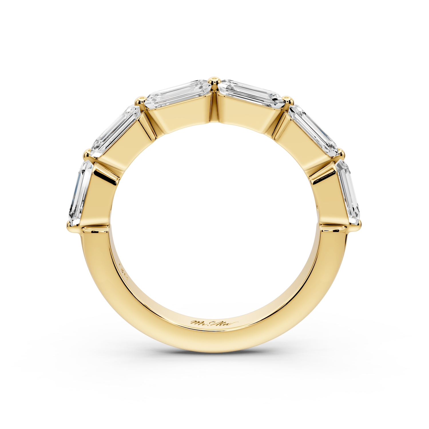 Nitzan - 2.01ct 14k yellow gold Seven-Stone Emerald-Cut Diamond Wedding Band Ring - Mr. Alex Jewelry