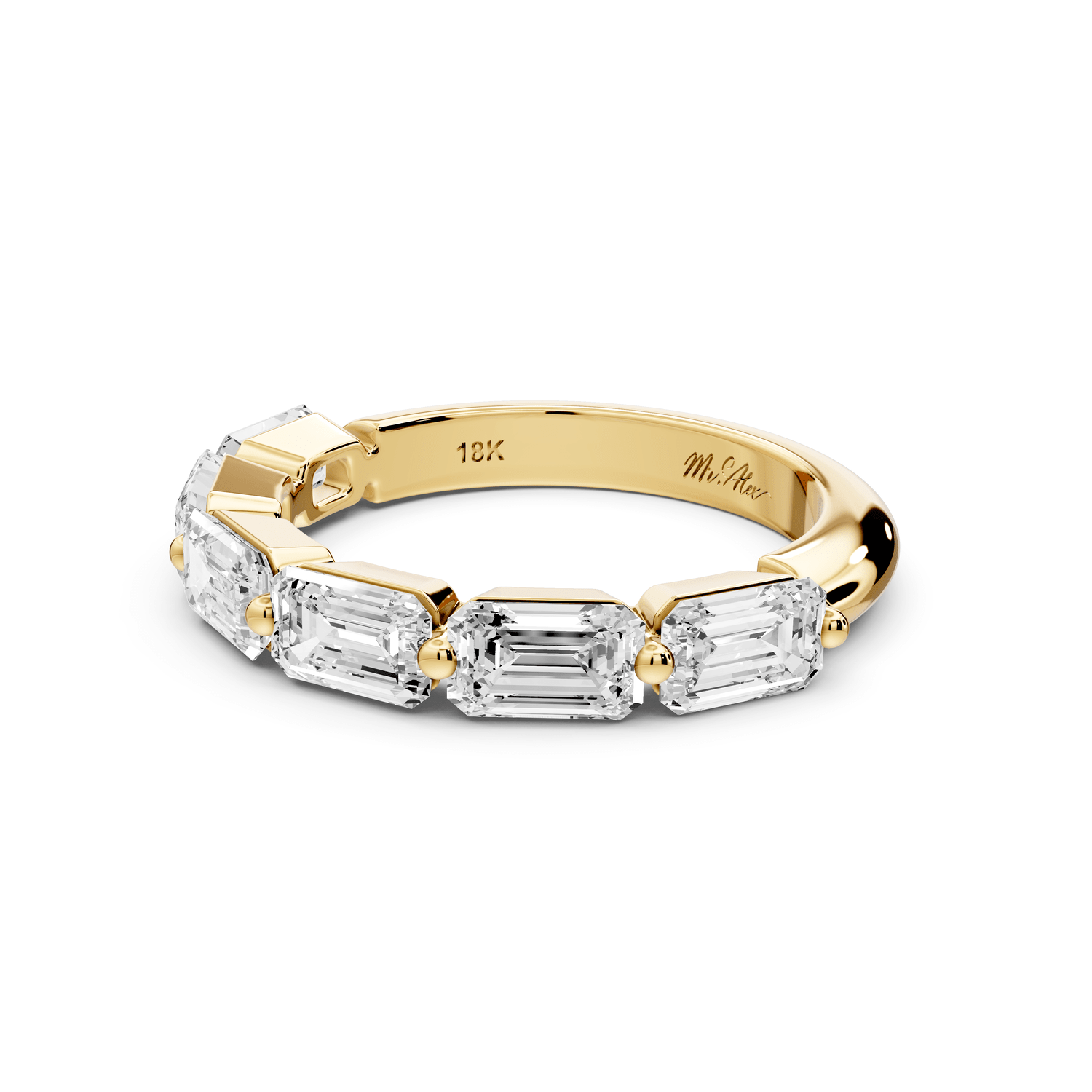 Nitzan - 2.01ct 14k yellow gold Seven-Stone Emerald-Cut Diamond Wedding Band Ring - Mr. Alex Jewelry