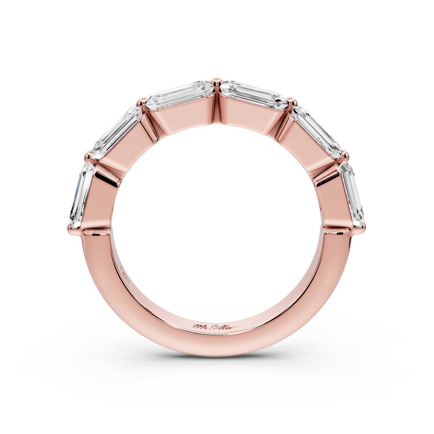 Nitzan - 2.01ct 18k rose gold Seven-Stone Emerald-Cut Diamond Wedding Band Ring - Mr. Alex Jewelry