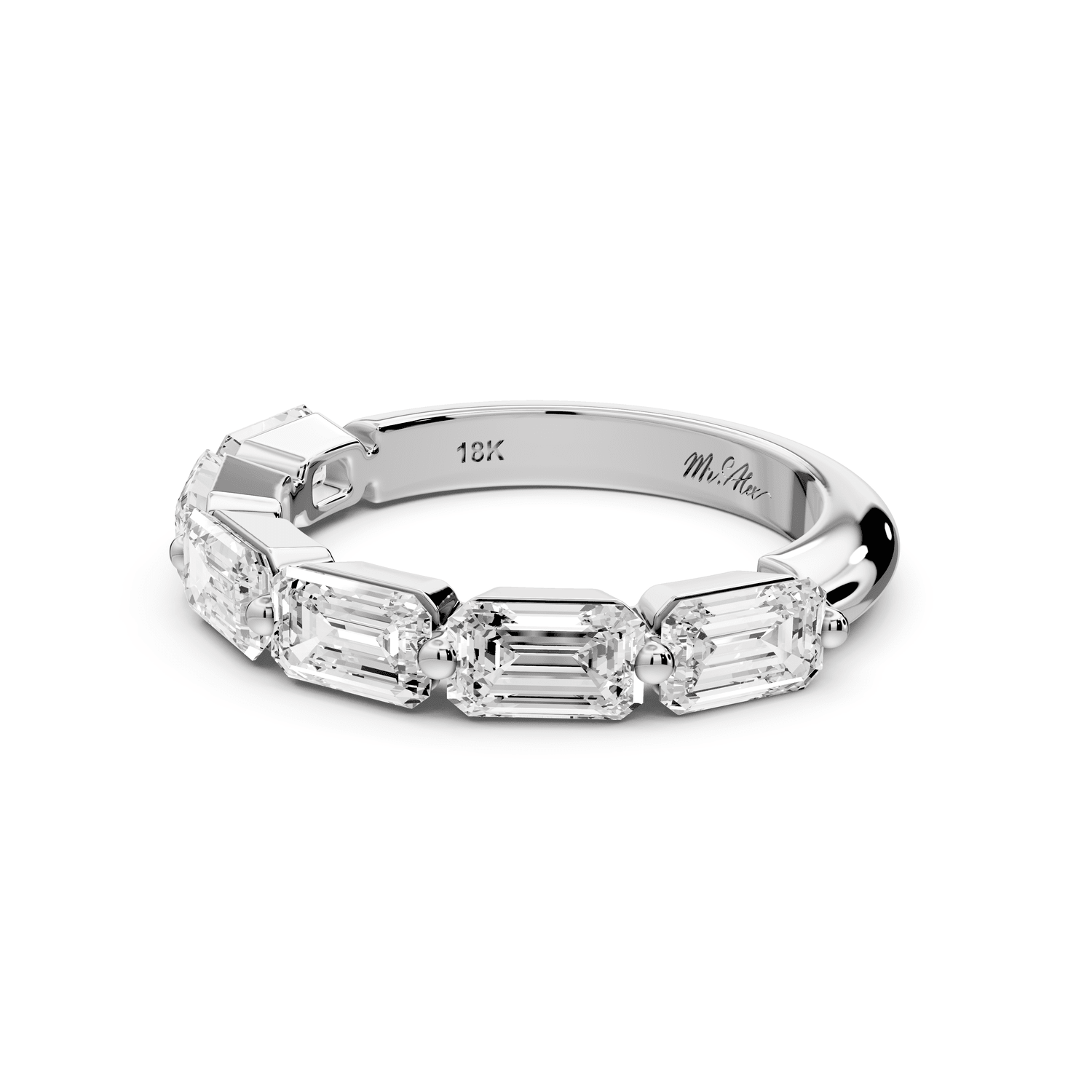 Nitzan - 2.01ct 18k white gold Seven-Stone Emerald-Cut Diamond Wedding Band Ring - Mr. Alex Jewelry