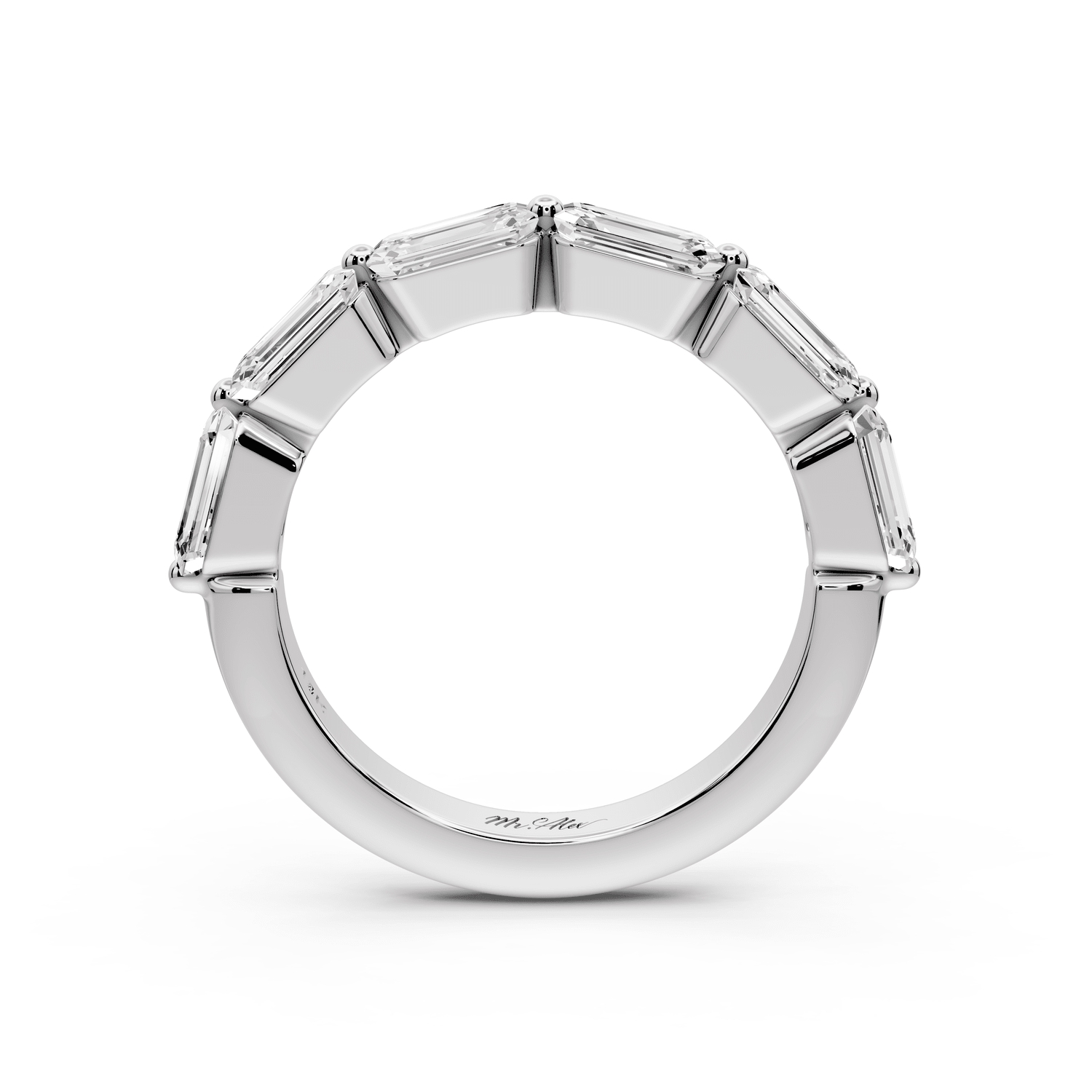 Nitzan - 2.01ct 18k white gold Seven-Stone Emerald-Cut Diamond Wedding Band Ring - Mr. Alex Jewelry