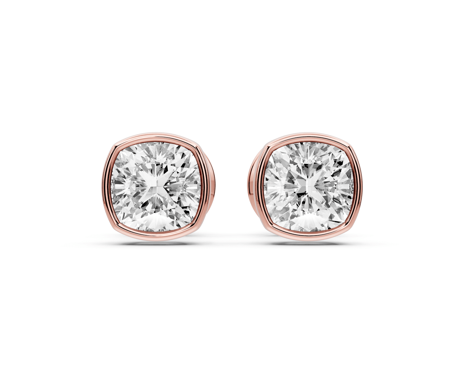 Noa - 1ct 14k rose gold Cushion - Cut Diamond Stud Earrings - Mr. Alex Jewelry