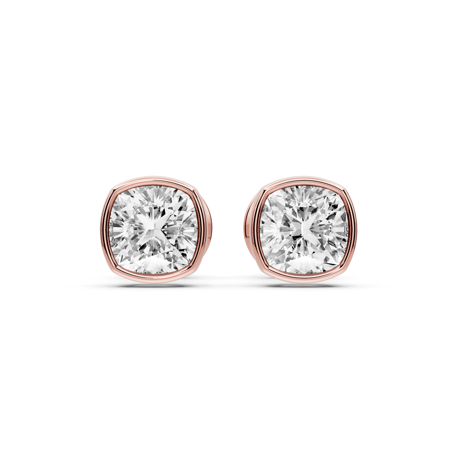 Noa - 1ct 14k rose gold Cushion - Cut Diamond Stud Earrings - Mr. Alex Jewelry