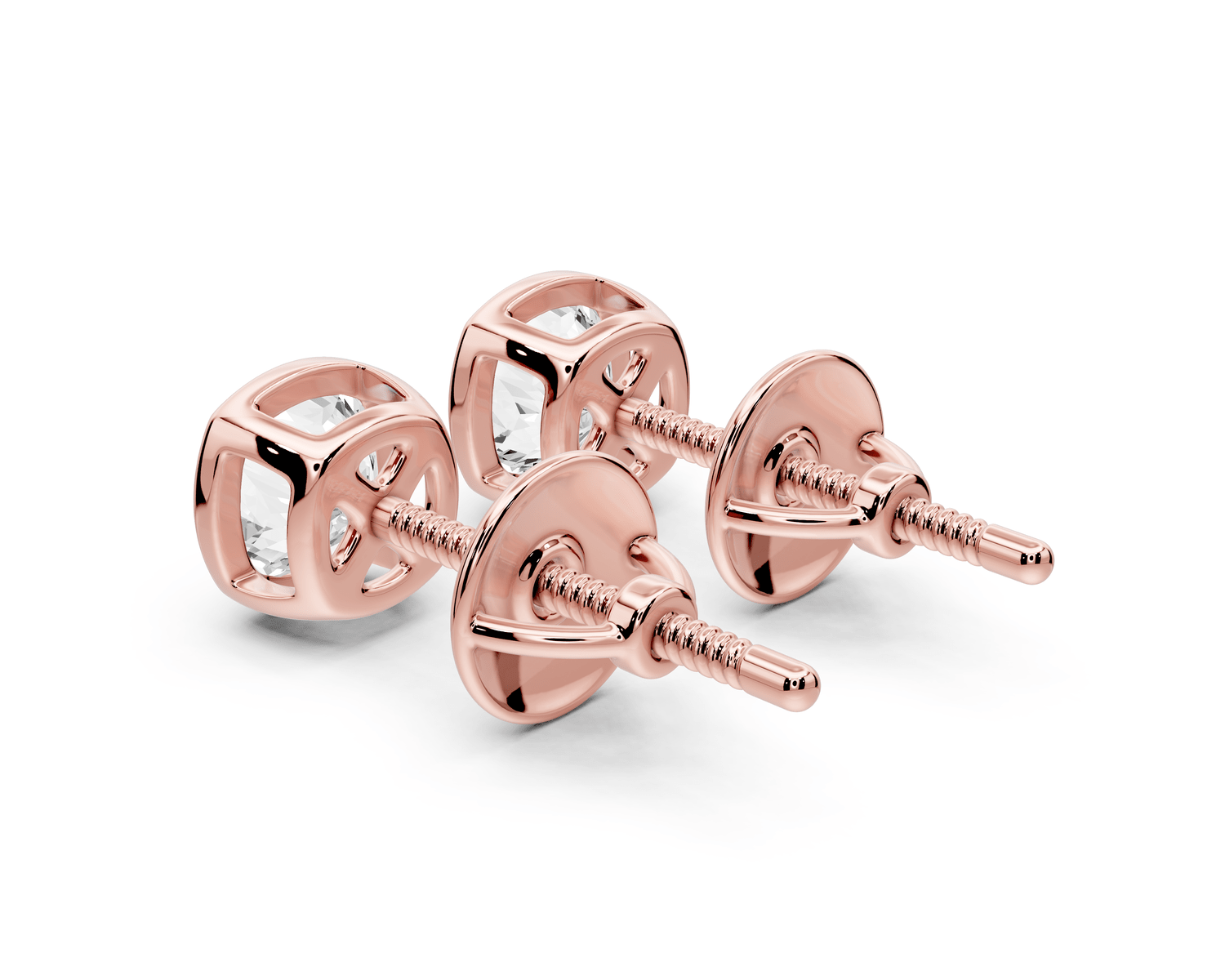 Noa - 1ct 14k rose gold Cushion - Cut Diamond Stud Earrings - Mr. Alex Jewelry