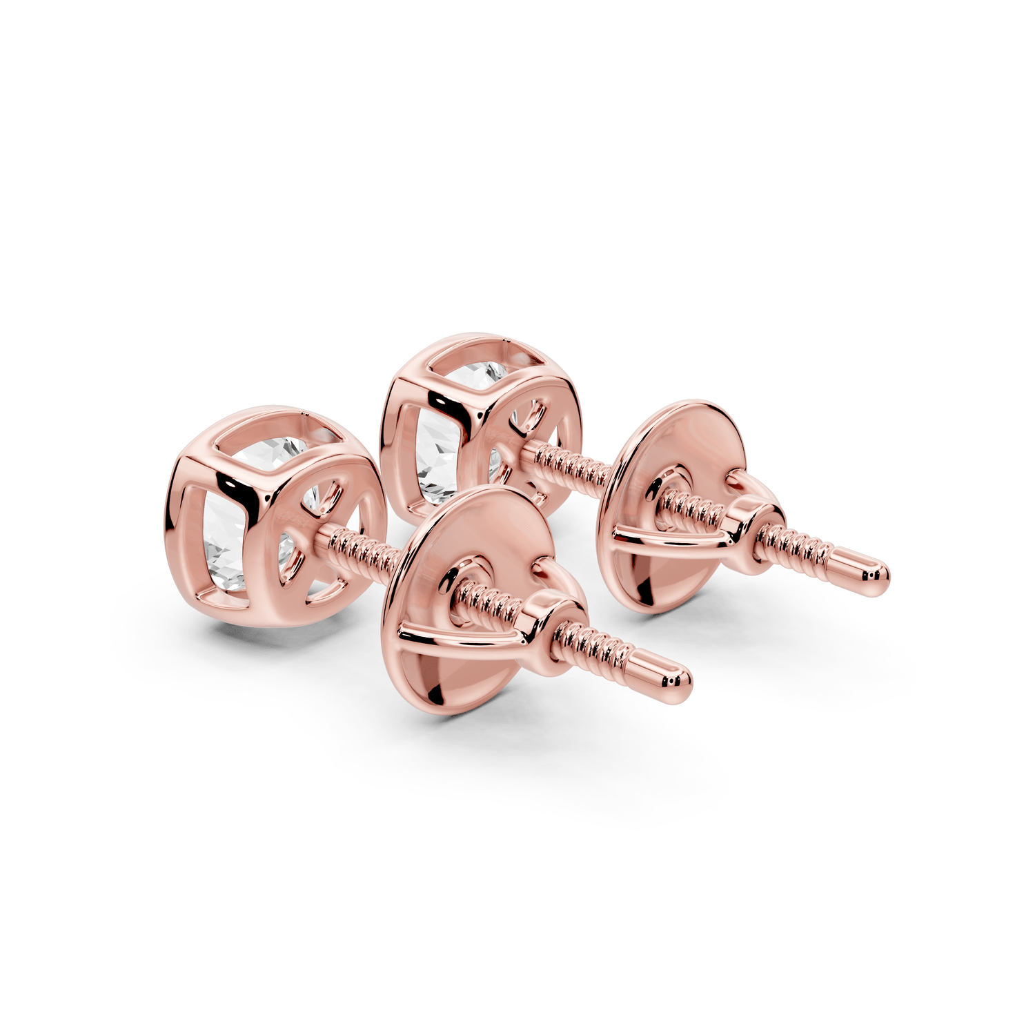 Noa - 1ct 14k rose gold Cushion - Cut Diamond Stud Earrings - Mr. Alex Jewelry