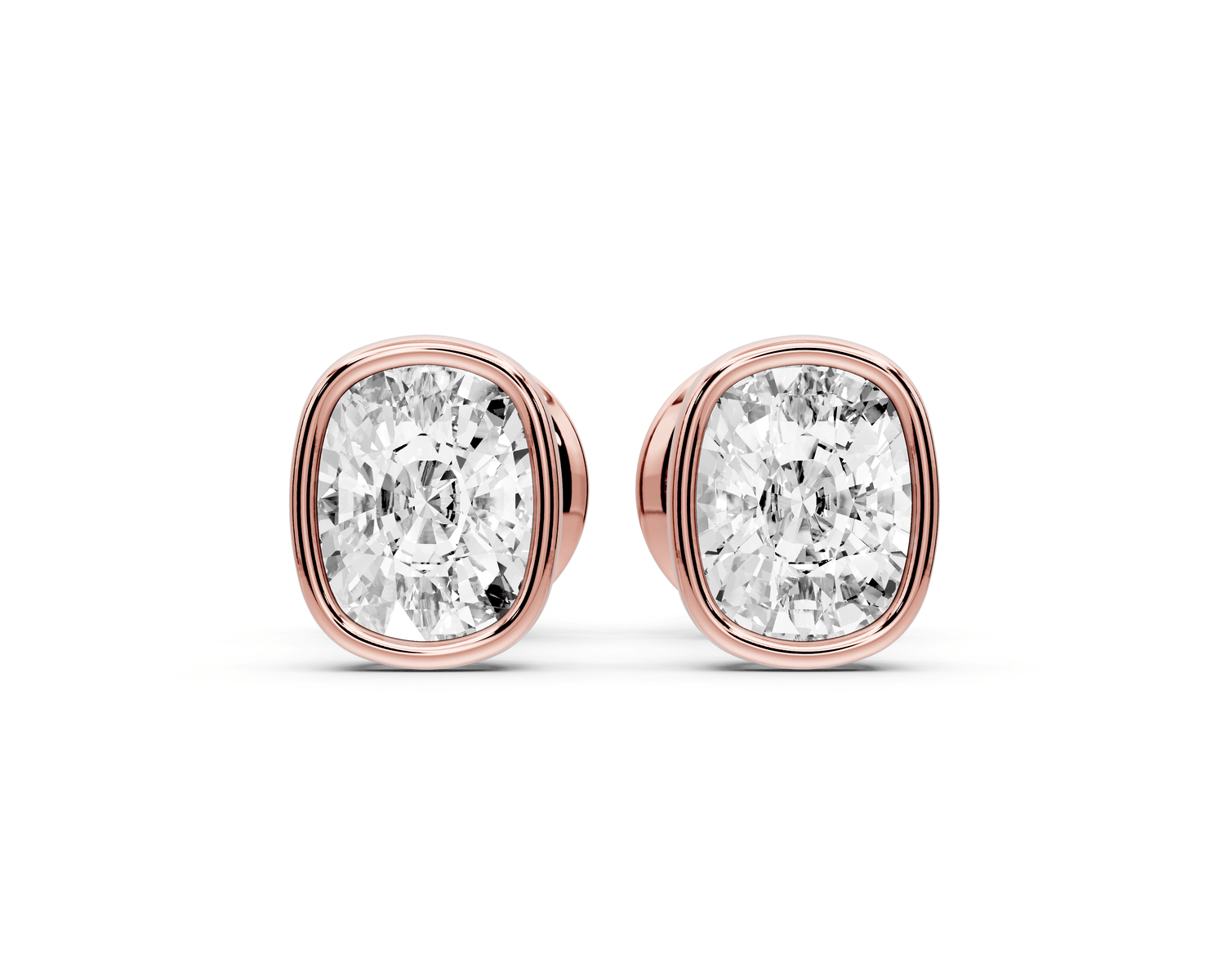 Noa - 1ct 14k rose gold Elgcushion - Cut Diamond Stud Earrings - Mr. Alex Jewelry
