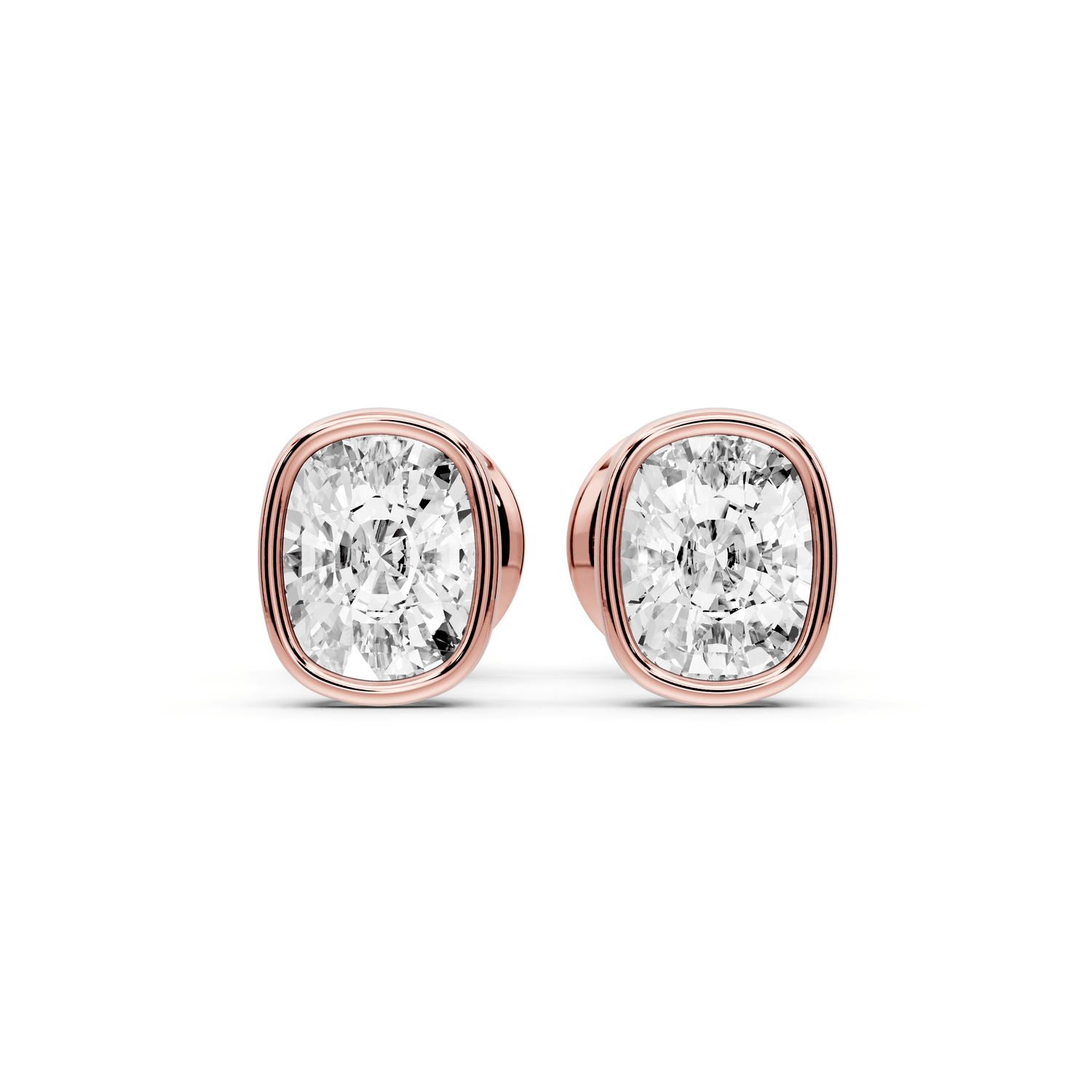 Noa - 1ct 14k rose gold Elgcushion - Cut Diamond Stud Earrings - Mr. Alex Jewelry