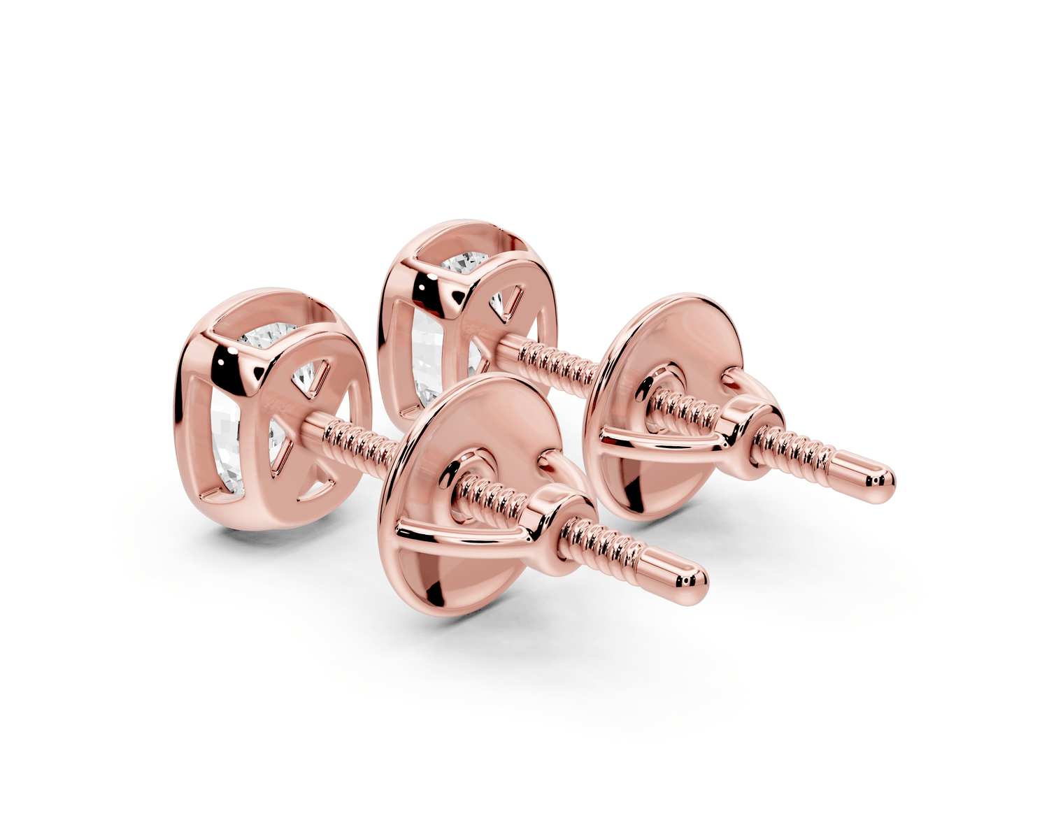 Noa - 1ct 14k rose gold Elgcushion - Cut Diamond Stud Earrings - Mr. Alex Jewelry