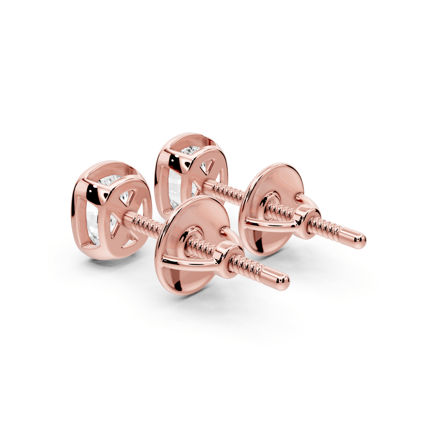 Noa - 1ct 14k rose gold Elgcushion - Cut Diamond Stud Earrings - Mr. Alex Jewelry