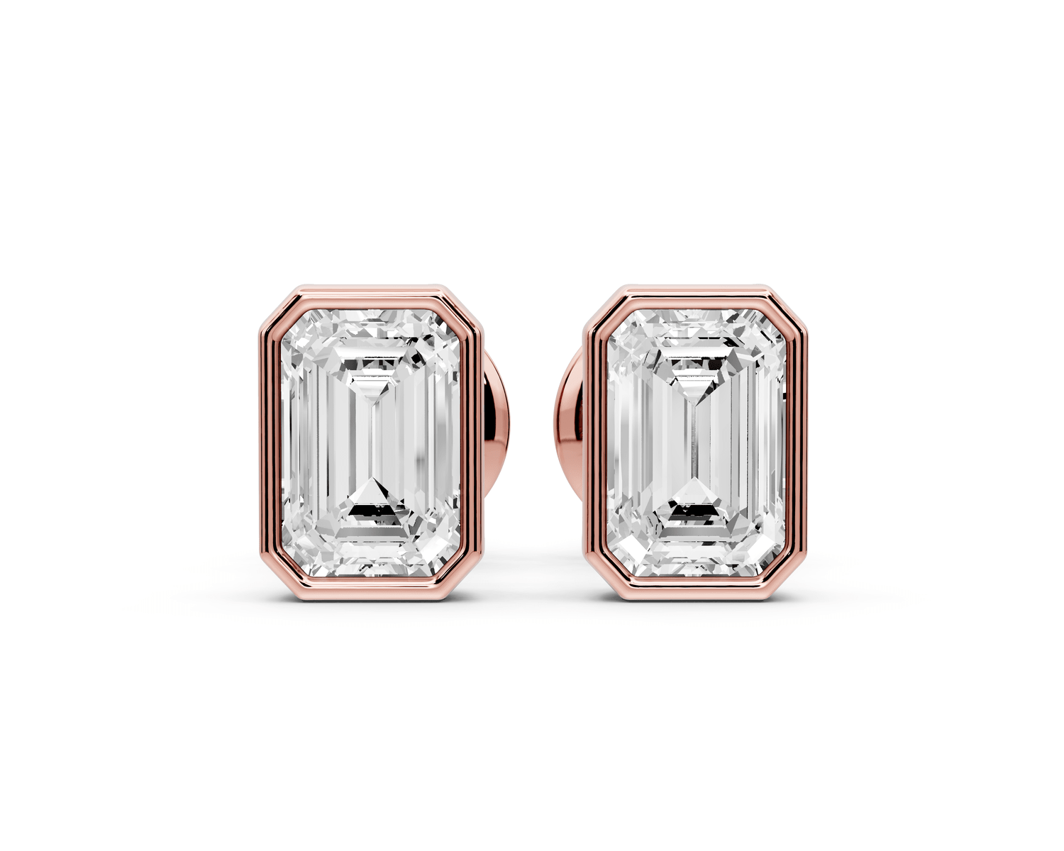 Noa - 1ct 14k rose gold Emerald - Cut Diamond Stud Earrings - Mr. Alex Jewelry