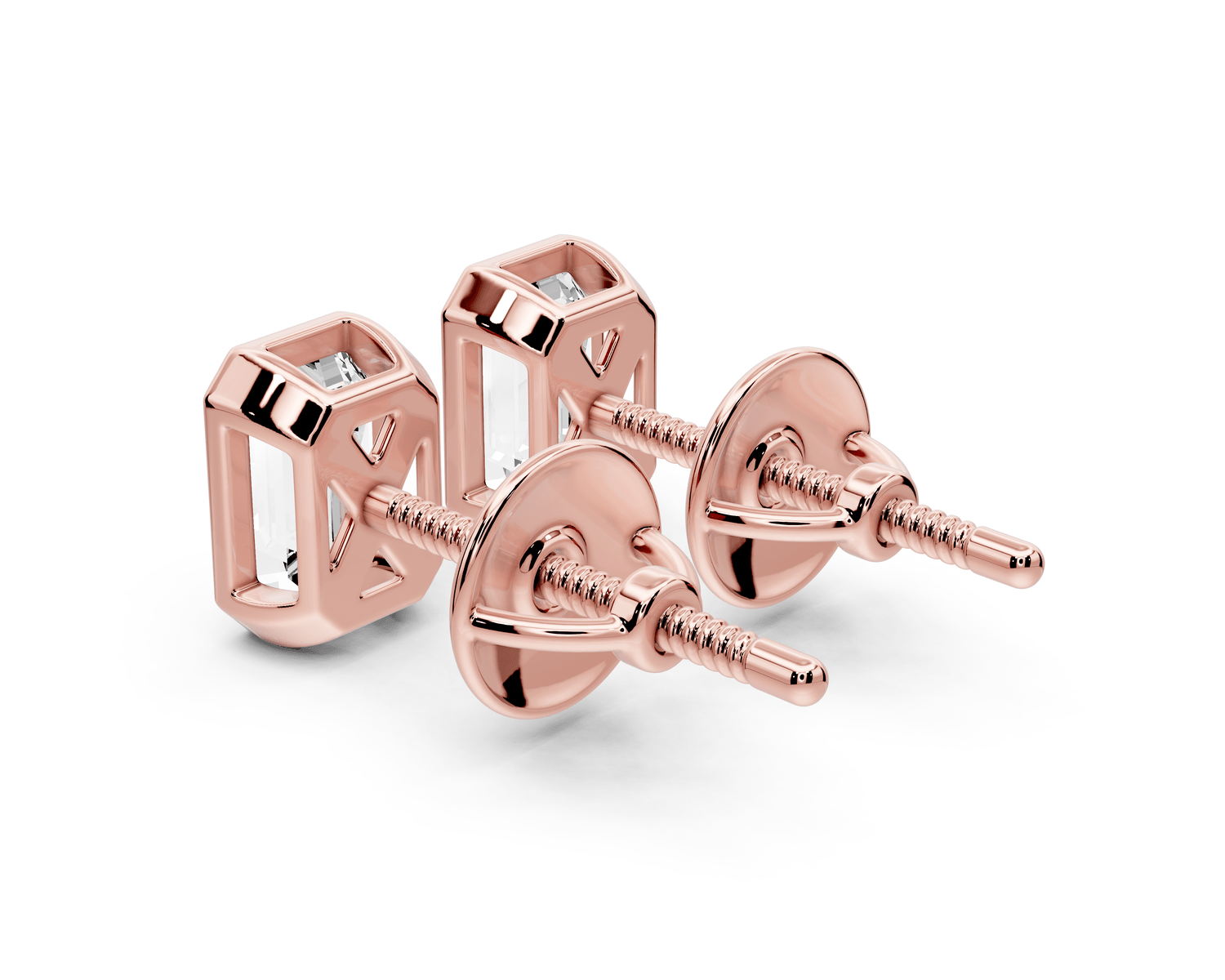 Noa - 1ct 14k rose gold Emerald - Cut Diamond Stud Earrings - Mr. Alex Jewelry