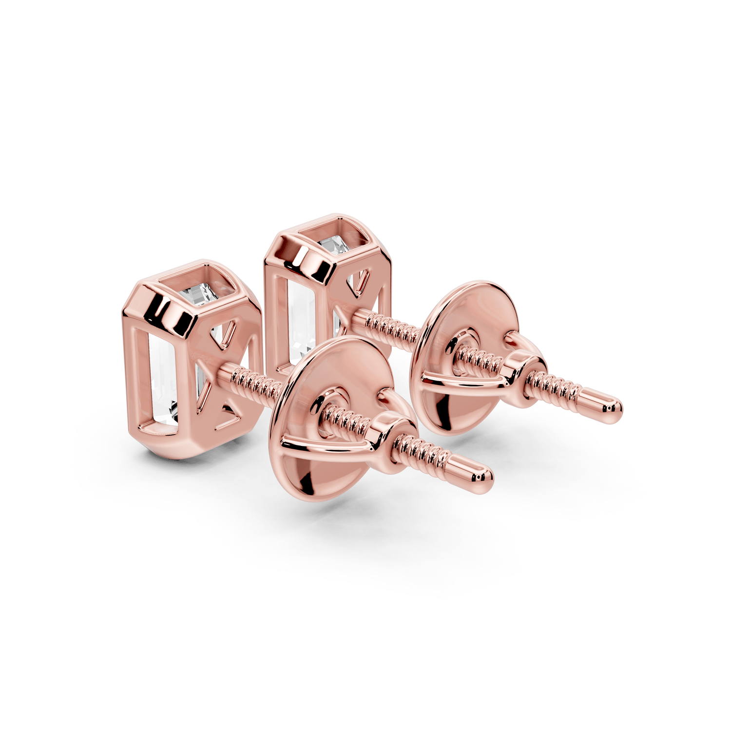 Noa - 1ct 14k rose gold Emerald - Cut Diamond Stud Earrings - Mr. Alex Jewelry