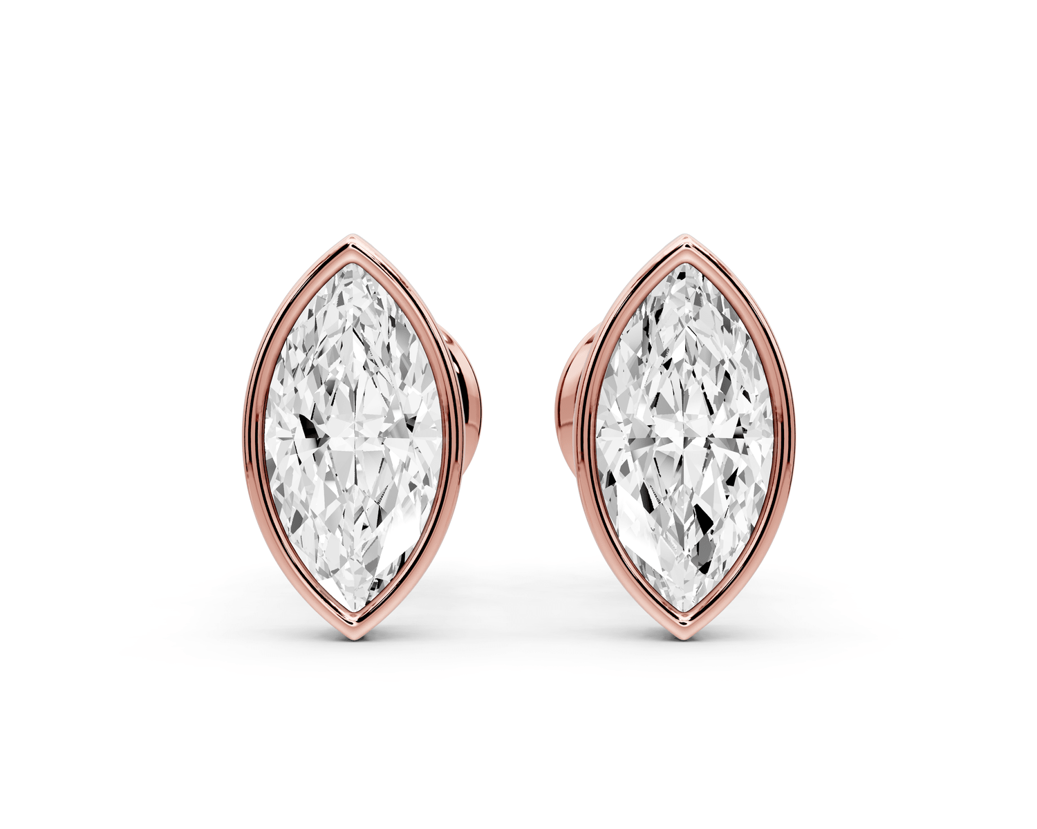 Noa - 1ct 14k rose gold Marquise - Cut Diamond Stud Earrings - Mr. Alex Jewelry