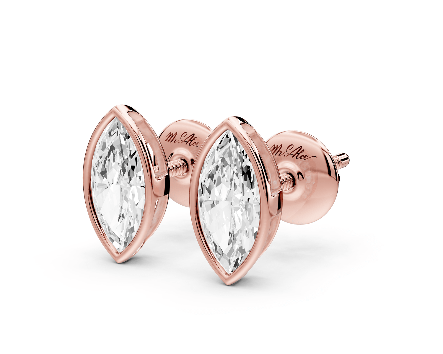 Noa - 1ct 14k rose gold Marquise - Cut Diamond Stud Earrings - Mr. Alex Jewelry