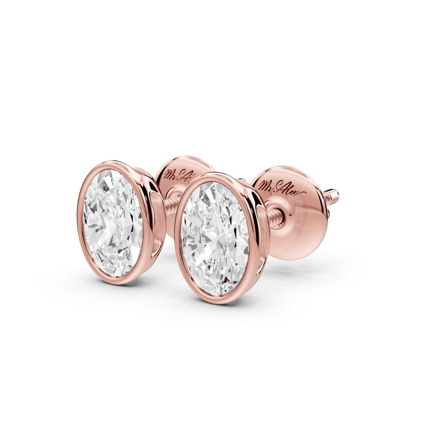Noa - 1ct 14k rose gold Oval - Cut Diamond Stud Earrings - Mr. Alex Jewelry