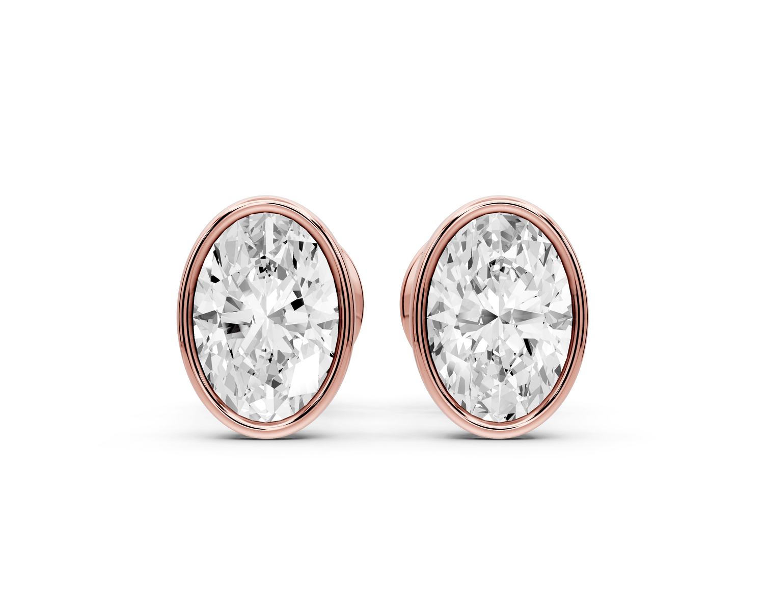 Noa - 1ct 14k rose gold Oval - Cut Diamond Stud Earrings - Mr. Alex Jewelry